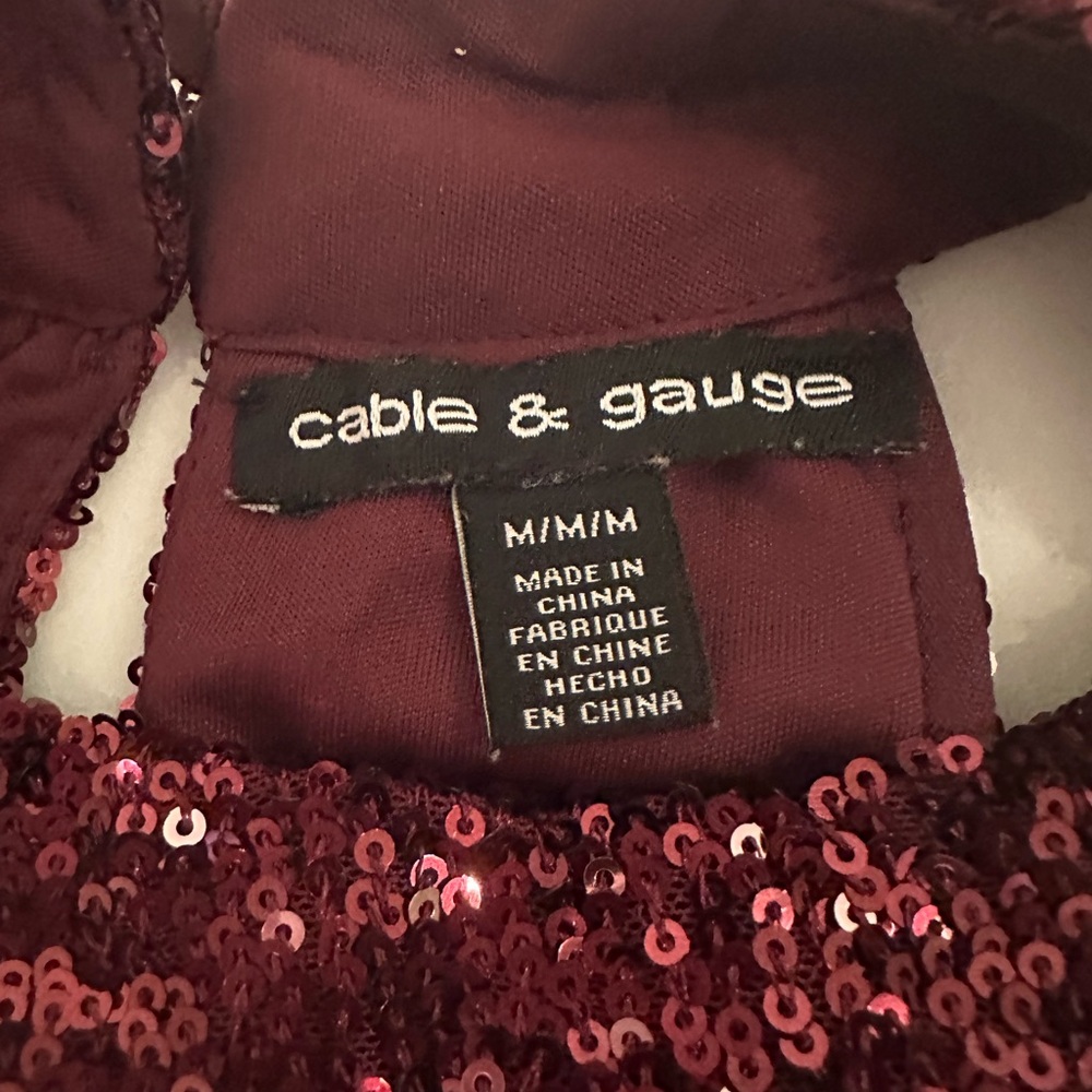 Cable & Gauge Burgundy Sequin Halter Top - Picture 7 of 8